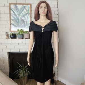 Vintage Scott Mcclintock velvet dress size Small burgundy red black midi rare